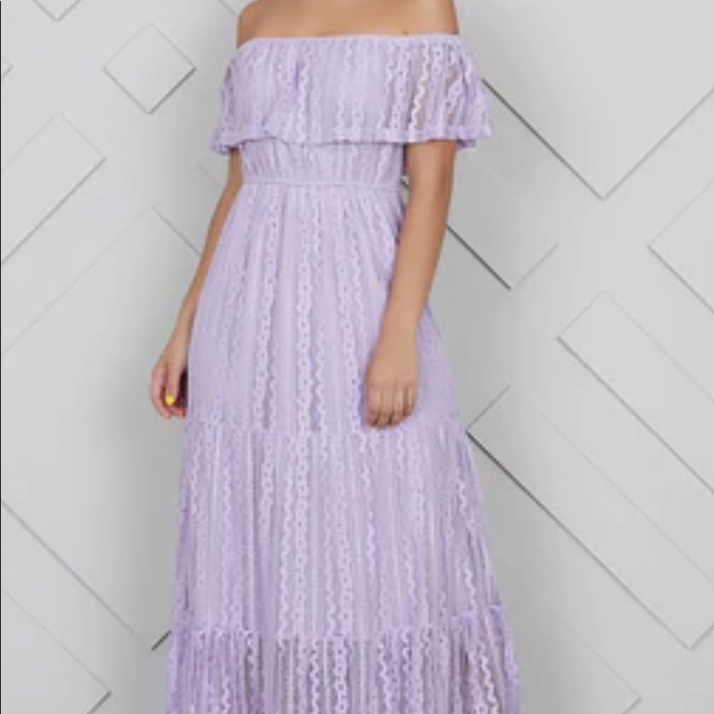 Lace maxi off the shoulder dress